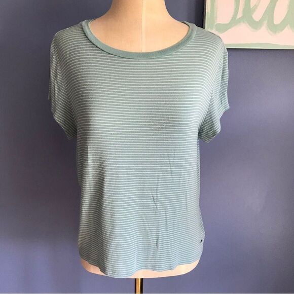 AEO Soft & Sexy Mint Green & White Striped Short Sleeve Tee - L - Picture 3 of 6